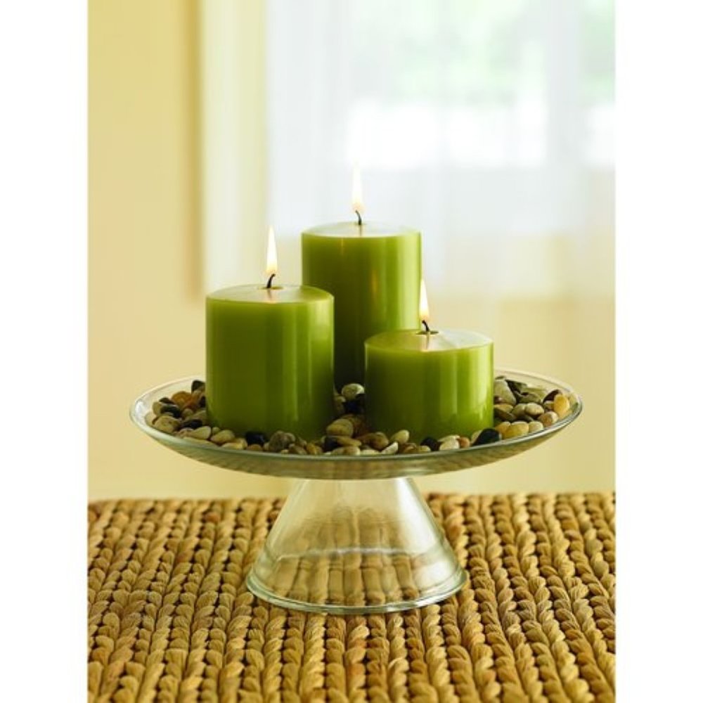 HOME TRENDS SPA BLOSSOMS GREEN PILLAR CANDLE SET